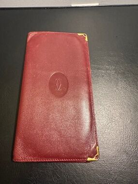 Cartier Must de Cartier Vintage Burgundy Leather Long Wallet Gold Corner France
